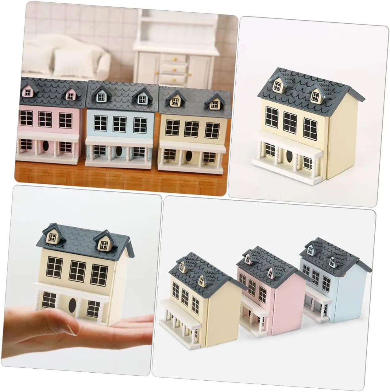 Miniature House Model Adorable Dollhouse Walls Roof House Ornament for Home Office Decorations