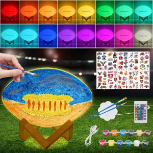 Minleway Paint Your Own Football Lamp Kit,16 Colors Night Light Toys for Girls Boys,Arts & Crafts Kit Art Supplie