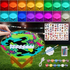 Minleway Paint Your Own Football Lamp Kit,9.6 Inch 16 Colors Night Light Toys for Girls Boys,Arts & Crafts Kit Art Supplies,Arts and Crafts Birthday Gifts for Kids Ages 3 4 5 6 7 8 9 10 11 12 