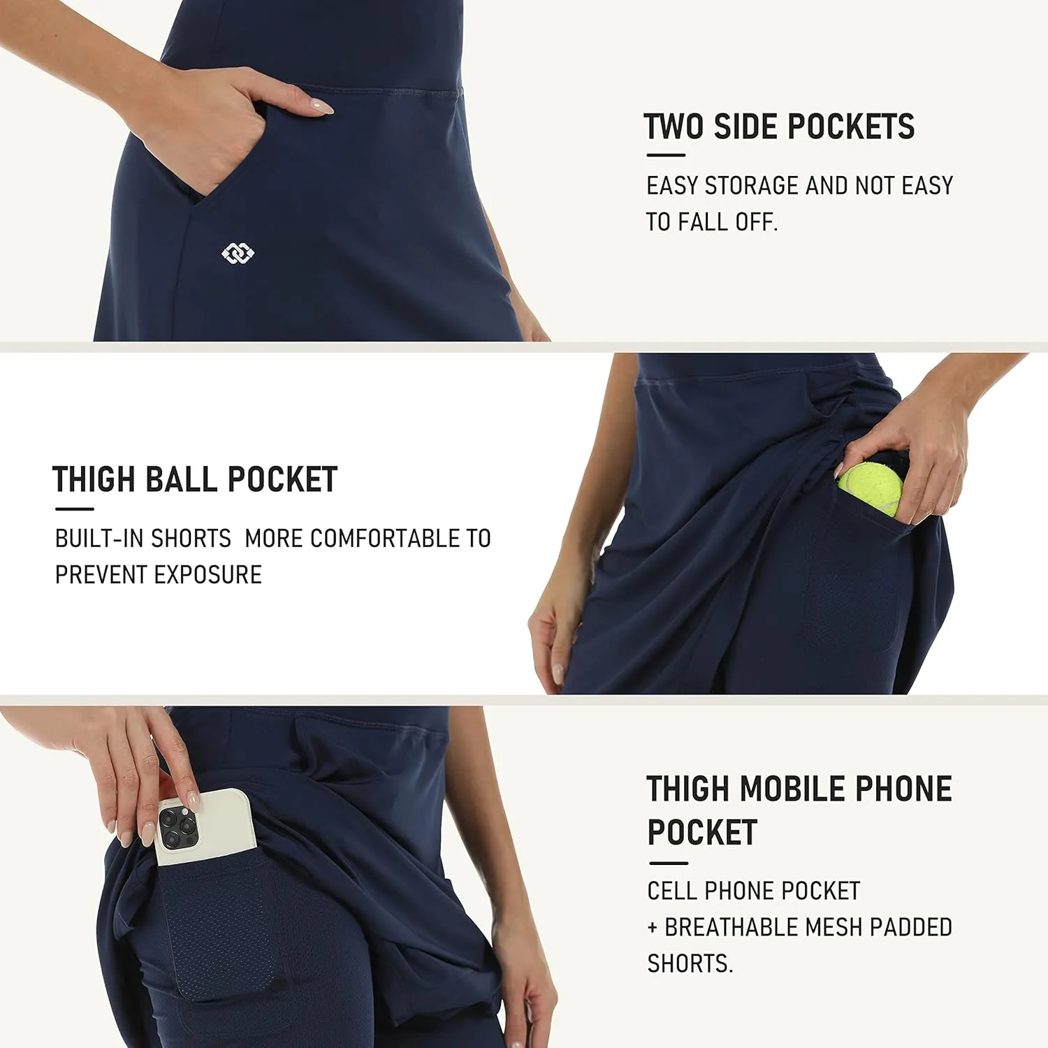 MoFiz Women's 20" Knee Length Golf Skorts Athletic Skirts Summer Casual Active Workout Sports Tennis Skirt with 4 Pockets