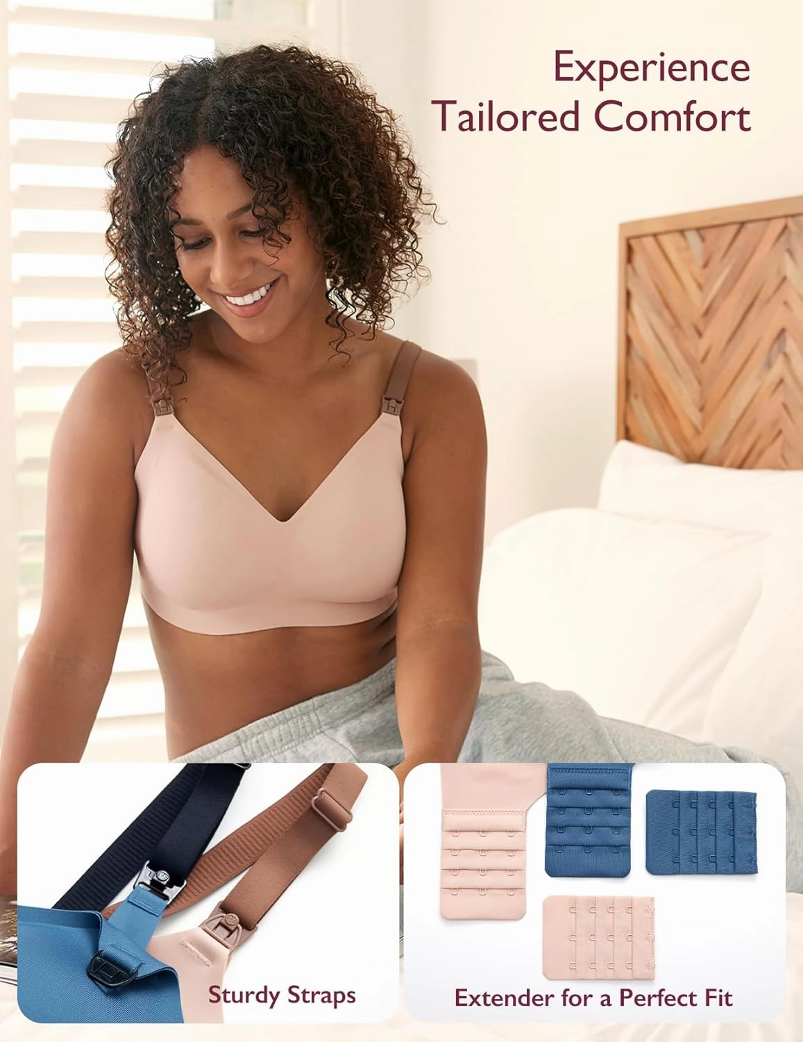 Momcozy Nursing Bras for Breastfeeding, 3.0 Jelly Strip Lift Support Maternity Bra, Seamless Soft Wirefree Pregnancy Bra
