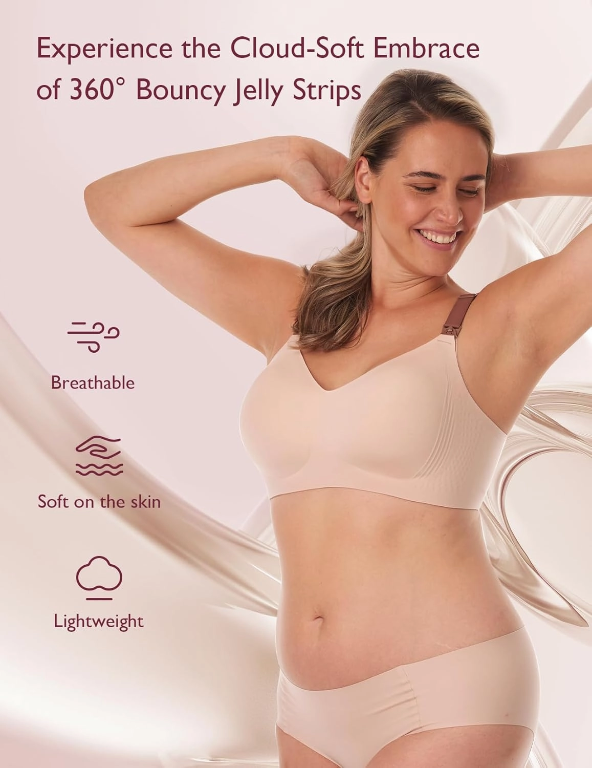 Momcozy Nursing Bras for Breastfeeding, 3.0 Jelly Strip Lift Support Maternity Bra, Seamless Soft Wirefree Pregnancy Bra