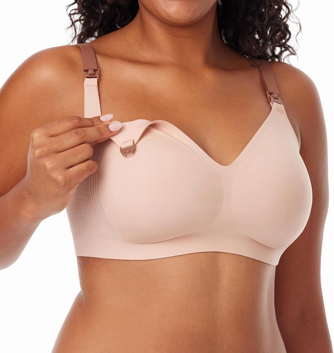 Momcozy Nursing Bras for Breastfeeding, 3.0 Jelly Strip Lift Support Maternity Bra, Seamless Soft Wirefree Pregnancy Bra