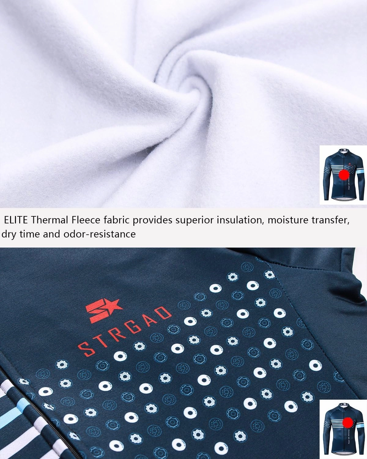 MR Strgao Men's Cycling Winter Thermal Jacket Windproof Long Sleeves Bike Jersey Bicycle Coat