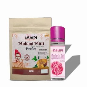 Multani Mitti Powder 100gm with Rose Water 50ml, Face and Hair Pack
