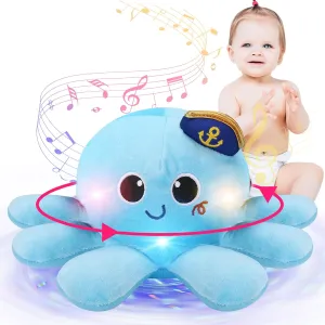 Musical Octopus Baby Toy - Crawling & Rotating Octopus Toy with Recording, Light-Up Voice Control, Clap Hands Awake for 2-6 Year Old Boys and Girls, Tummy Time Sensory Toy