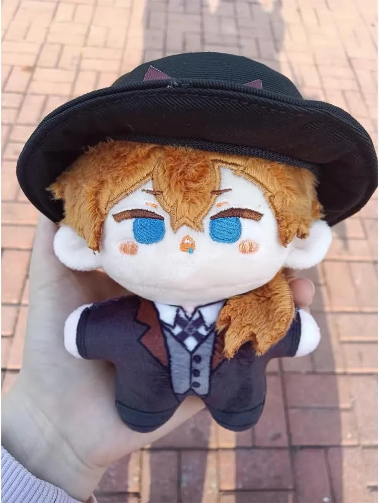Nakahara Chuuya Plush Stuffed Animal Pillow 3.94 Inch Cute Nakajima Atsushi BSD Plush Keycahin Dazai Osamu Soft Figure