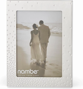 nambe Dazzle Picture Frame, 5" x 7" | Photo Frame with Tempered Glass | Vintage and Contemporary Design | Tabletop Display Family, Friends, Wedding Gift, Home Office Décor | Silver Plate and Glass