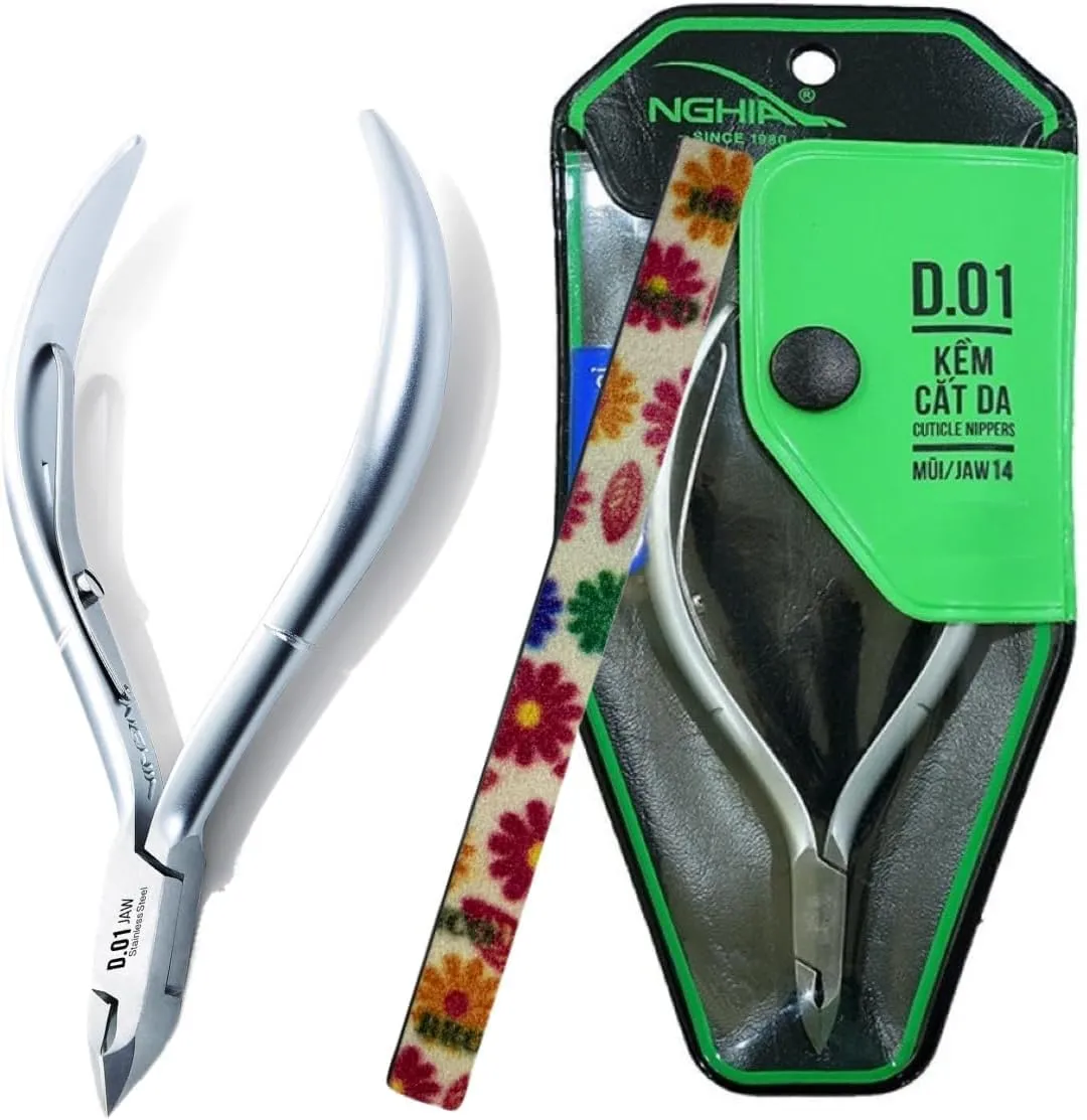 Nghia Professional Stainless Steel Cuticle Nipper C-03 (D-01) Jaw 14 Cuticle Cutter Trimmer Manicure Tools with Double Spring– Perfect Nail Care Tool at Home/Spa/Saloon Osimihome (1 PCS) C-03 D01-14