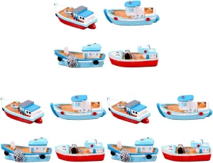 NUOBESTY 12 Pcs Fishing Boat Ornaments Cake Decorations Ocean Toys Ocean Theme Table Ornament Table Boat Ornament Astetic Room Decor Dollhouse Ornament Mini Decor Child Resin Statue Desktop