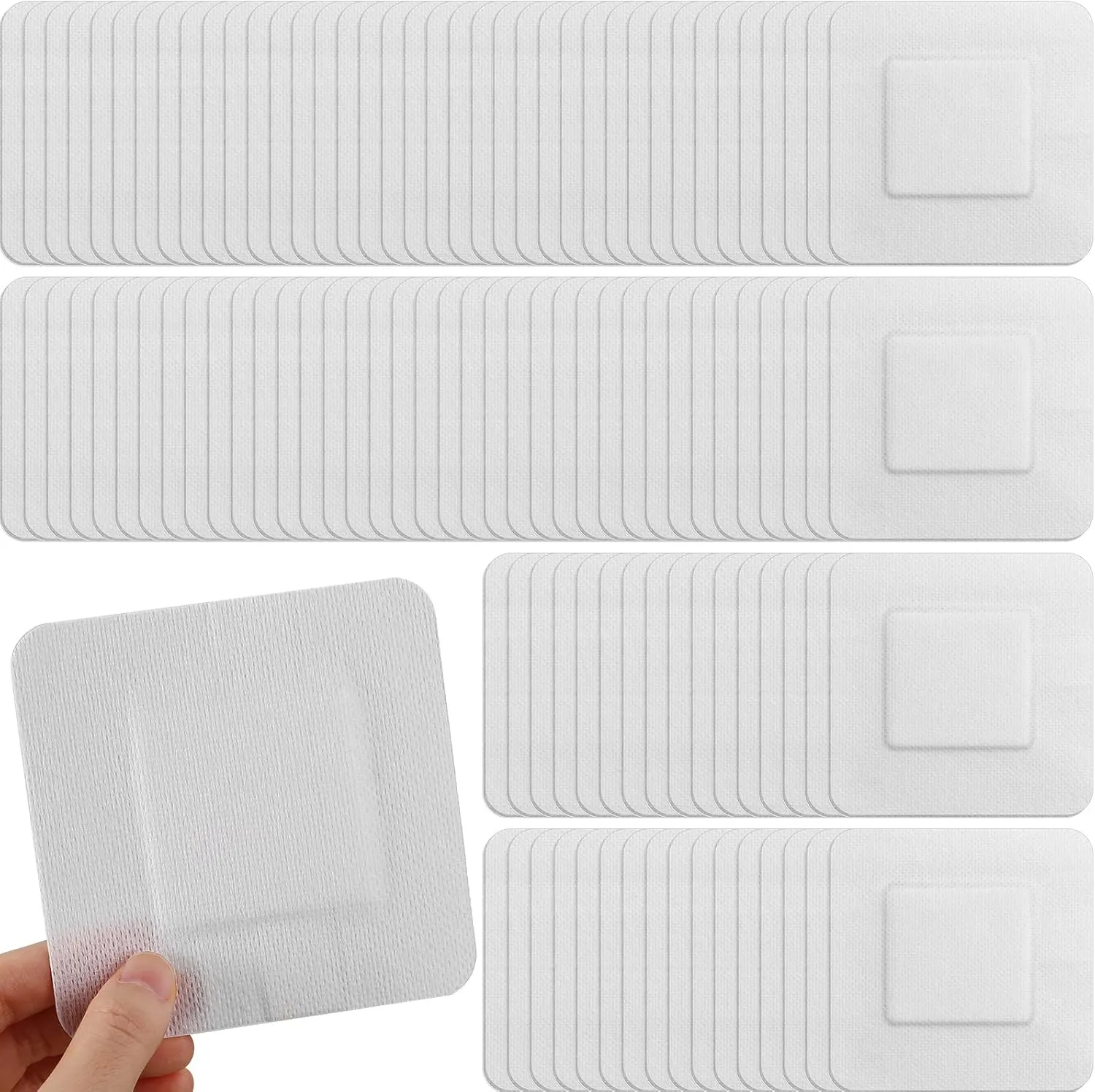 Nuogo 100 Pack Island Dressing 4"x4" Bordered Gauze Pads Breathable Dressing Pad with Adhesive Border Bandages Bulk Soft Individually Wrapped for Wound Care, First Aid, Minor Cuts, Scrapes