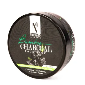 NUTRIGLOW NATURAL'S Bamboo Charcoal Face Pack With Ethiopian Kaolin Black Clay, Tea Tree & Mint, 100% Natural - For Dull Skin To Detox & Skin Tightening Hydrating Facial Cleanser, 7.05 Oz