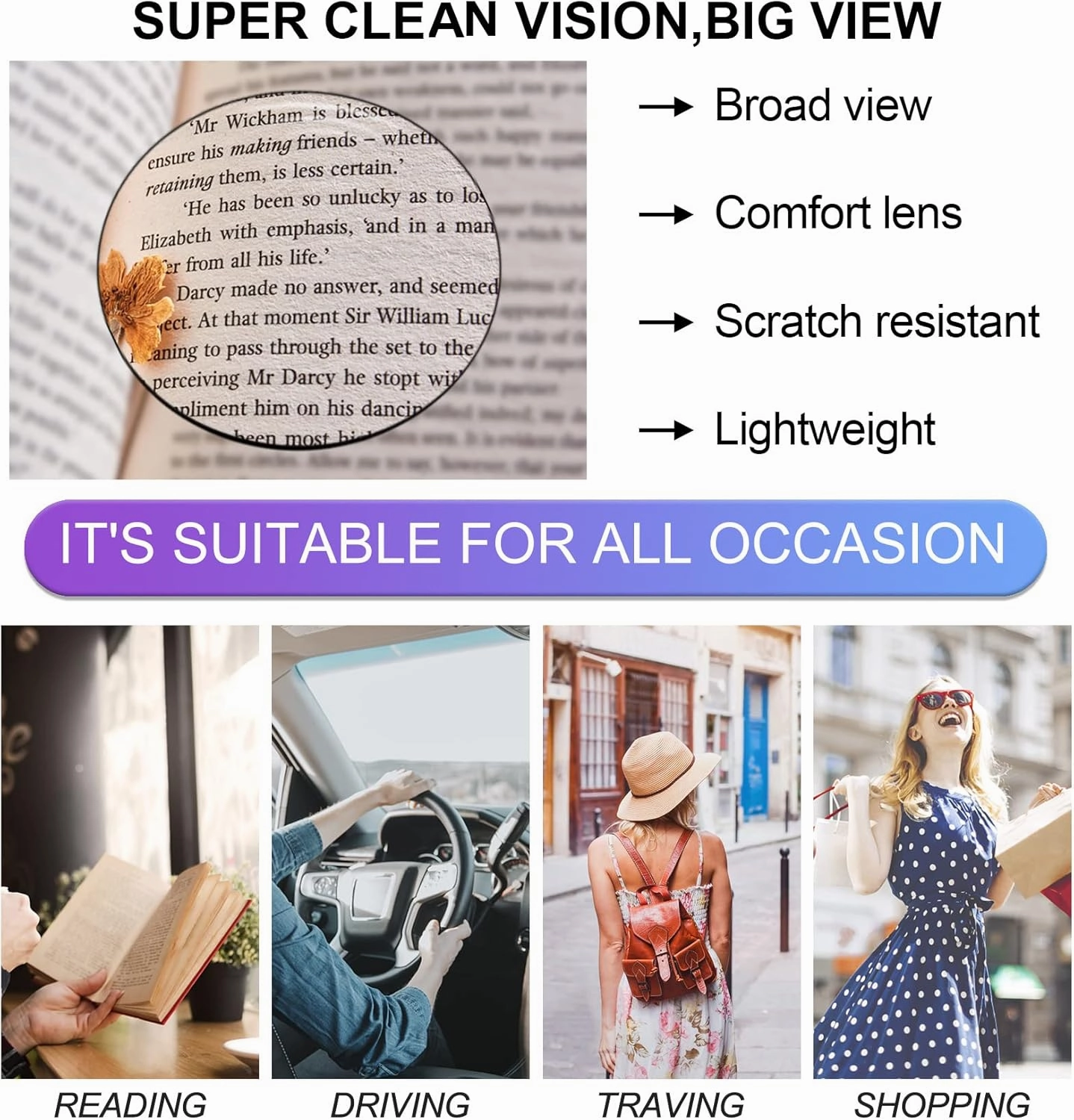 OCCI CHIARI Reader Glasses for Women(1.0 1.25 1.5 1.75 2.0 2.25 2.5 2.75 3.0 3.5 4.0 5.0 6.0)