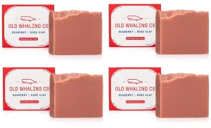 Old Whaling Co Seaberry and Rose Clay Handmade Bar Soap 4 Pack – Face, Hand and Body Wash - Moisturizing Olive Oil Bath Soap – Raspberry, Orange, Plum and Vanilla Scent, 5 oz Each