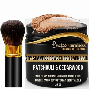 Organic, Natural Dry Shampoo Powder – Non-Aerosol, Non-Toxic Volumizing Hair Refresher for Oily Roots, Greasy Hair, Travel & Daily Use – Spray-Free Herbal Scalp Cleanser, 3.5 oz Patchouli Cedarwood