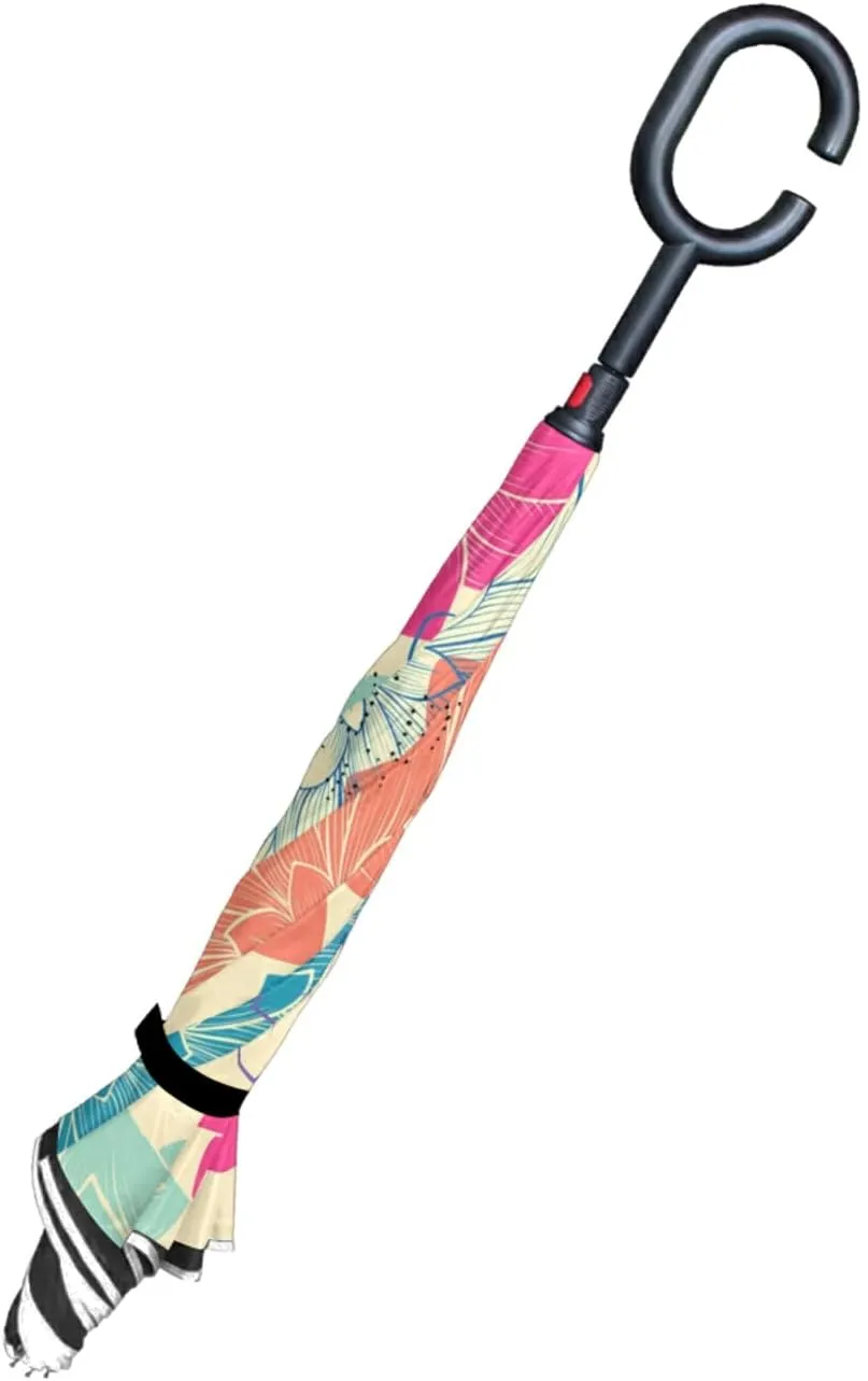 Oyihfvs Double Layer Inverted Umbrella, With C-Shaped Handle Windproof UV Proof Durable Parasol, For Men Women Outdoor Folding Rain Sun