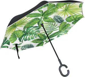 Oyihfvs Double Layer Inverted Umbrella, With C-Shaped Handle Windproof UV Proof Durable Parasol, For Men Women Outdoor Folding Rain Sun