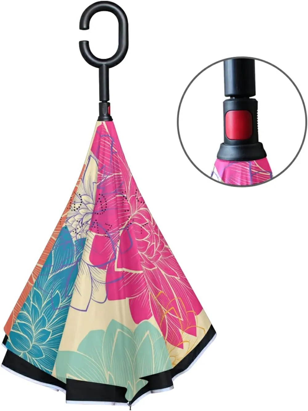 Oyihfvs Double Layer Inverted Umbrella, With C-Shaped Handle Windproof UV Proof Durable Parasol, For Men Women Outdoor Folding Rain Sun