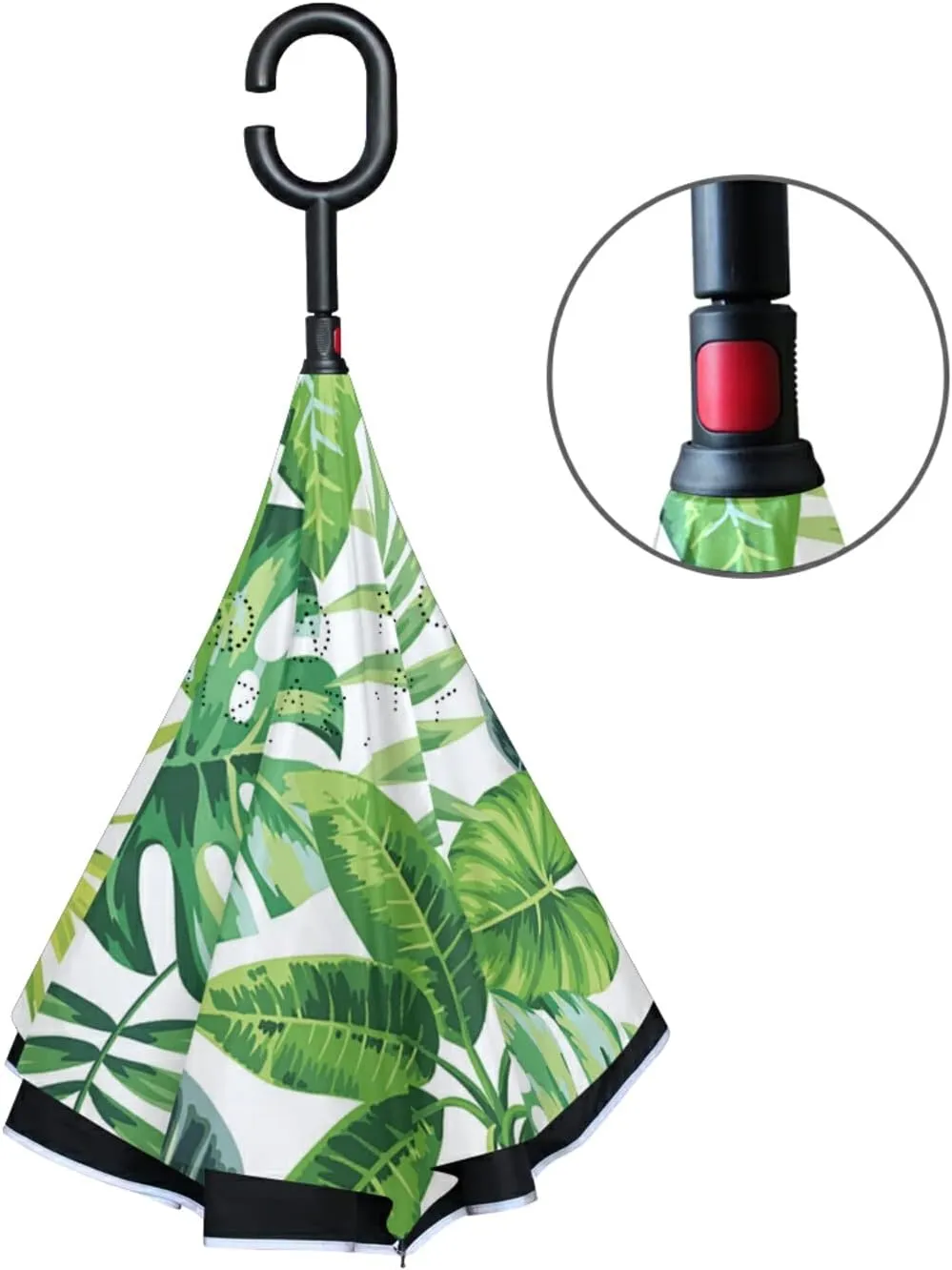 Oyihfvs Double Layer Inverted Umbrella, With C-Shaped Handle Windproof UV Proof Durable Parasol, For Men Women Outdoor Folding Rain Sun