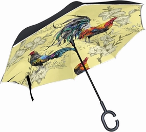 Oyihfvs Double Layer Inverted Umbrella, With C-Shaped Handle Windproof UV Proof Durable Parasol, For Men Women Outdoor Folding Rain Sun