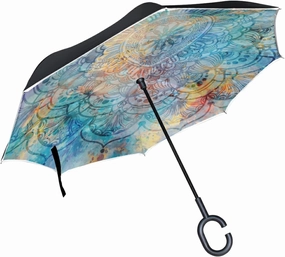 Oyihfvs Double Layer Inverted Umbrella, With C-Shaped Handle Windproof UV Proof Durable Parasol, For Men Women Outdoor Folding Rain Sun