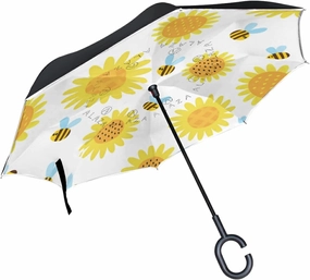Oyihfvs Double Layer Inverted Umbrella, With C-Shaped Handle Windproof UV Proof Durable Parasol, For Men Women Outdoor Folding Rain Sun