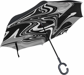 Oyihfvs Double Layer Inverted Umbrella, With C-Shaped Handle Windproof UV Proof Durable Parasol, For Men Women Outdoor Folding Rain Sun
