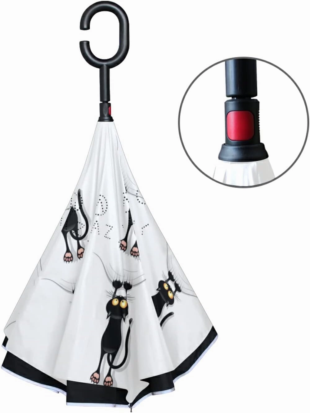 Oyihfvs Double Layer Inverted Umbrella, With C-Shaped Handle Windproof UV Proof Durable Parasol, For Men Women Outdoor Folding Rain Sun