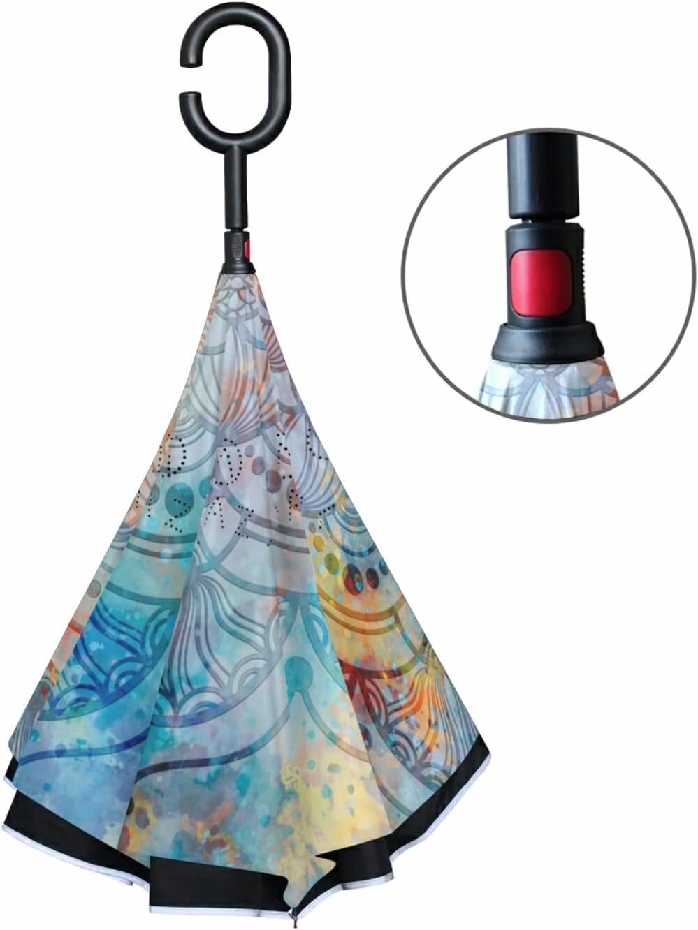 Oyihfvs Double Layer Inverted Umbrella, With C-Shaped Handle Windproof UV Proof Durable Parasol, For Men Women Outdoor Folding Rain Sun