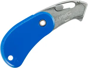 Pacific Handy Cutter PSC2 Pocket Safety Cutter, Box of 12, Blue, Compact Design with Integrated Bladeless Tape Splitter, Self-Retracting Safety Point Blade for Boxes, Tape, String, Paper, or Plastic