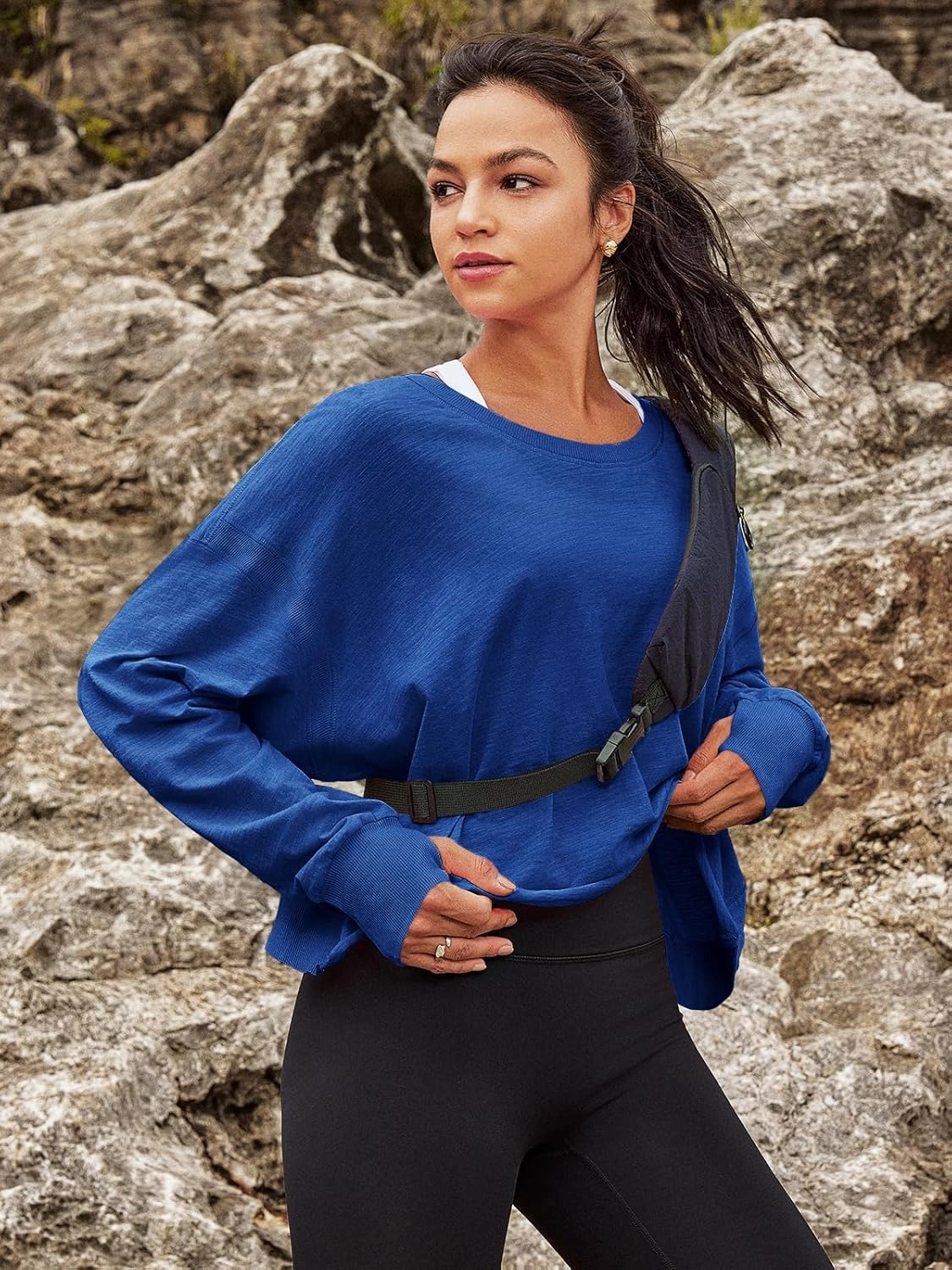 Panadila Womens Open Back Workout Top Long Sleeve Athletic Shirts Casual Crop Running Tee Y2k Yoga