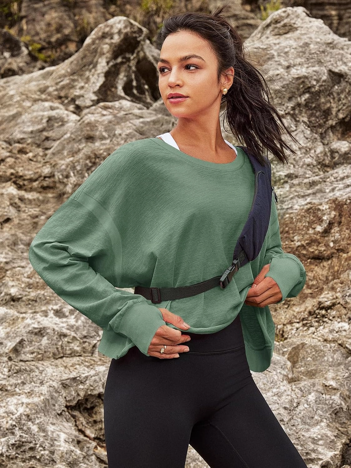Panadila Womens Open Back Workout Top Long Sleeve Athletic Shirts Casual Crop Running Tee Y2k Yoga