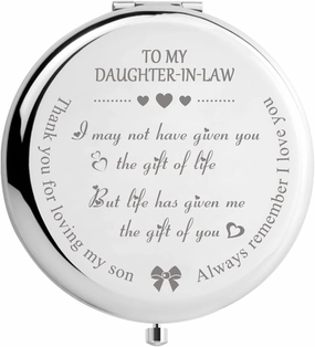 Peayale Gifts for Daughter .to My Daughter. Daughter Gifts from Mom Gift for Women Mom Daughter Engraved Makeup Mirror (Style01 Daughter in Law)