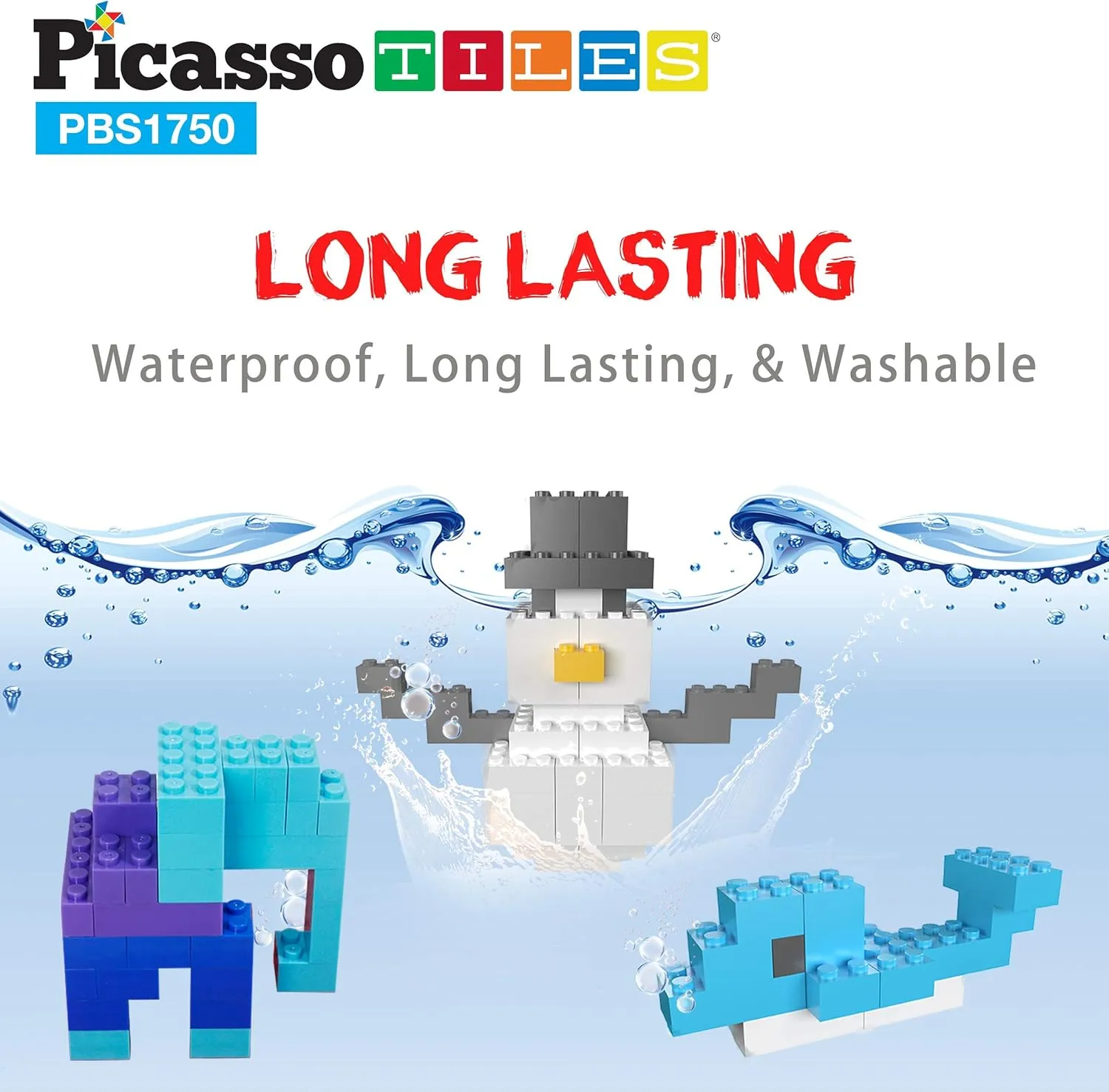 PicassoTiles 1750 PCS Building Block Tiles Creative Shapes to Enhance Imaginative Play Unique Set to Build Houses Numbers Animals and More Vibrant STEM Toys Washable for Learning Education Ages 3 