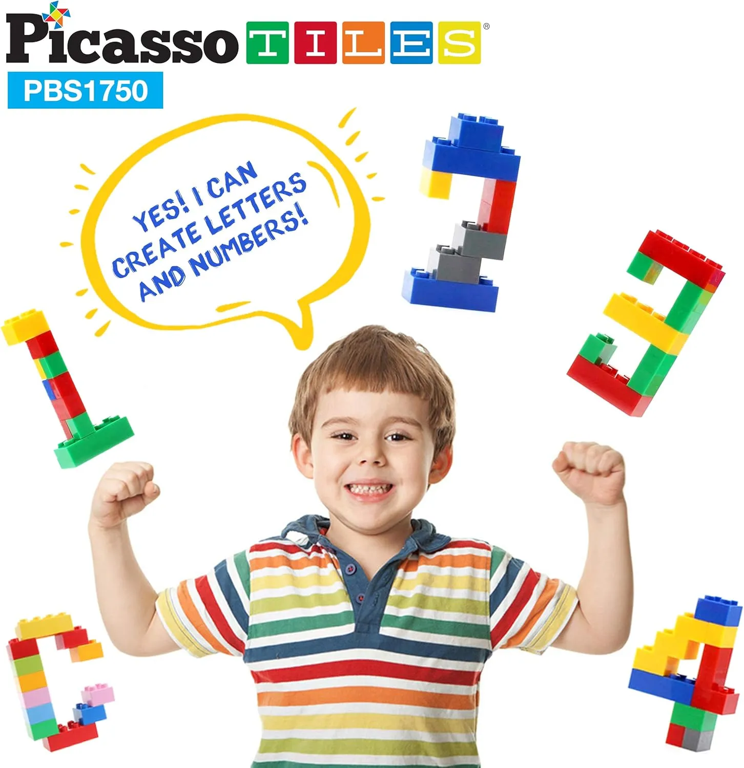 PicassoTiles 1750 PCS Building Block Tiles Creative Shapes to Enhance Imaginative Play Unique Set to Build Houses Numbers Animals and More Vibrant STEM Toys Washable for Learning Education Ages 3 