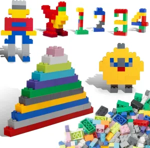 PicassoTiles 1750 PCS Building Block Tiles Creative Shapes to Enhance Imaginative Play Unique Set to Build Houses Numbers Animals and More Vibrant STEM Toys Washable for Learning Education Ages 3 