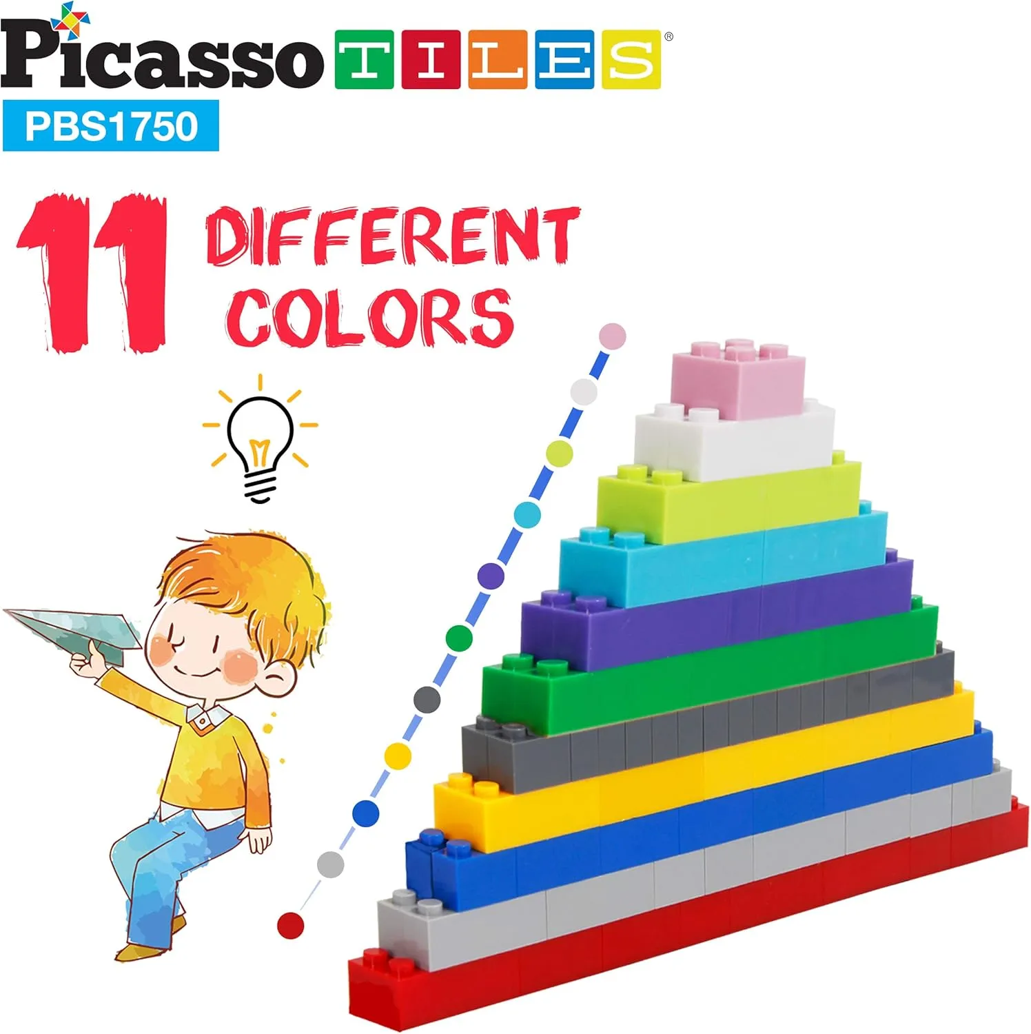 PicassoTiles 1750 PCS Building Block Tiles Creative Shapes to Enhance Imaginative Play Unique Set to Build Houses Numbers Animals and More Vibrant STEM Toys Washable for Learning Education Ages 3 