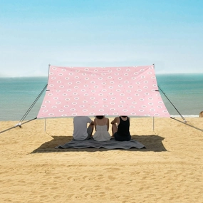 Pink Heart Shape Fish Cake Beach Camping Tent Sun Shelter for Whole Family, Beach Shade Canopy with UPF50  UV Protection,Easy Set Up and Carry,Outdoor Shade for Trips, Fishing, Backyard Fun Pic