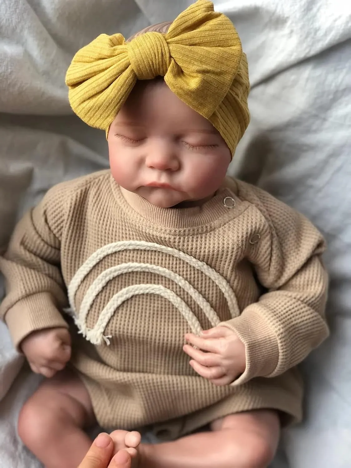 Pinky Reborn 19" Lifelike Sleeping Newborn Doll, Soft Silicone Handmade Toy for Kids Birthday