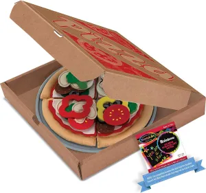 Pizza: Felt Play Food Set & 1 Me l i ssa & Doug Scratch Art Mini-Pad Bundle (03974)
