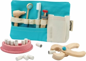 PlanToys Wooden Dentist Role Play Set (3493) | Sustainably Made from Rubberwood and Non-Toxic Paints and Dyes