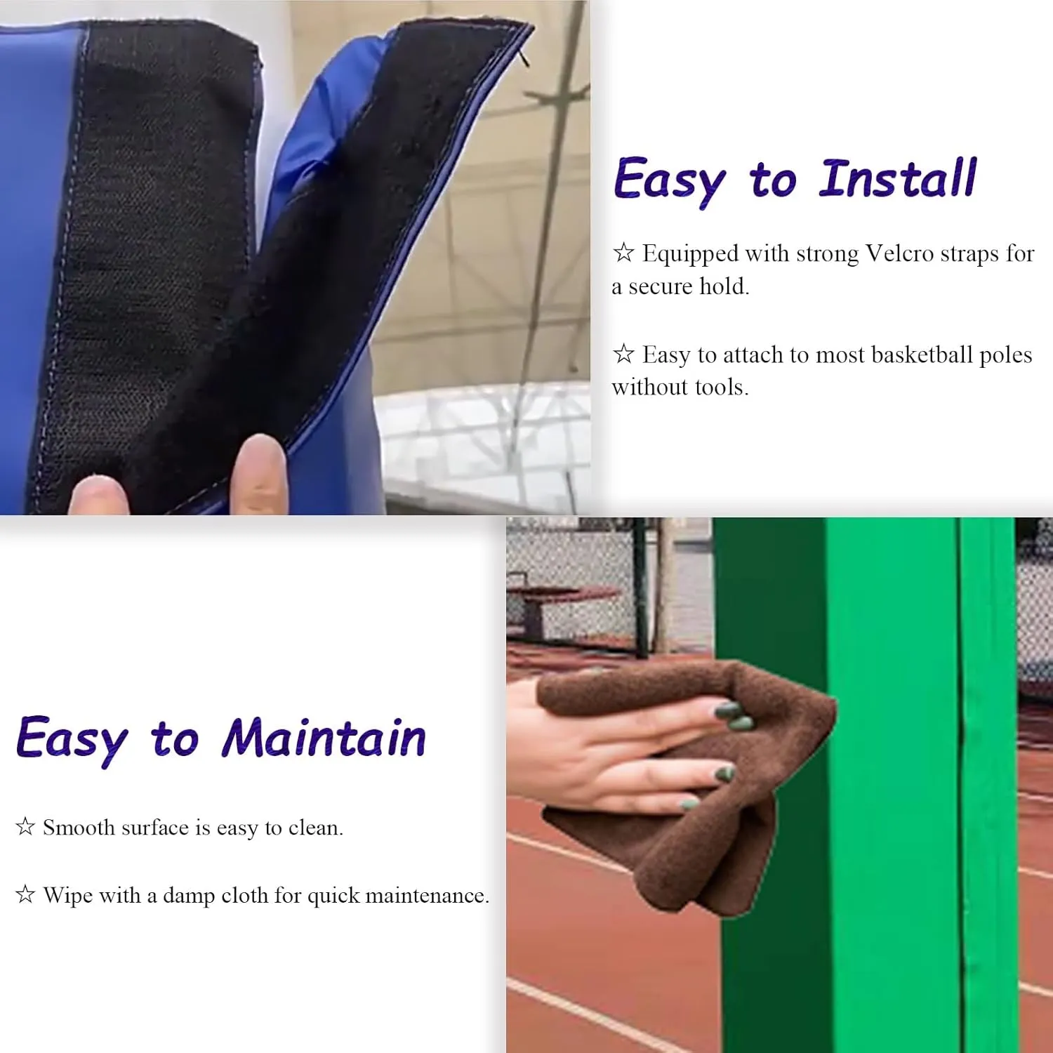 Pole Padding Weather Resistant Basketball Blocking Pad, Basketball Pole Pad for Square Poles, Shock - Absorbing Basketball Hoop Post Pad, Safety Pole Pad(White,15x15cm/6x6in)