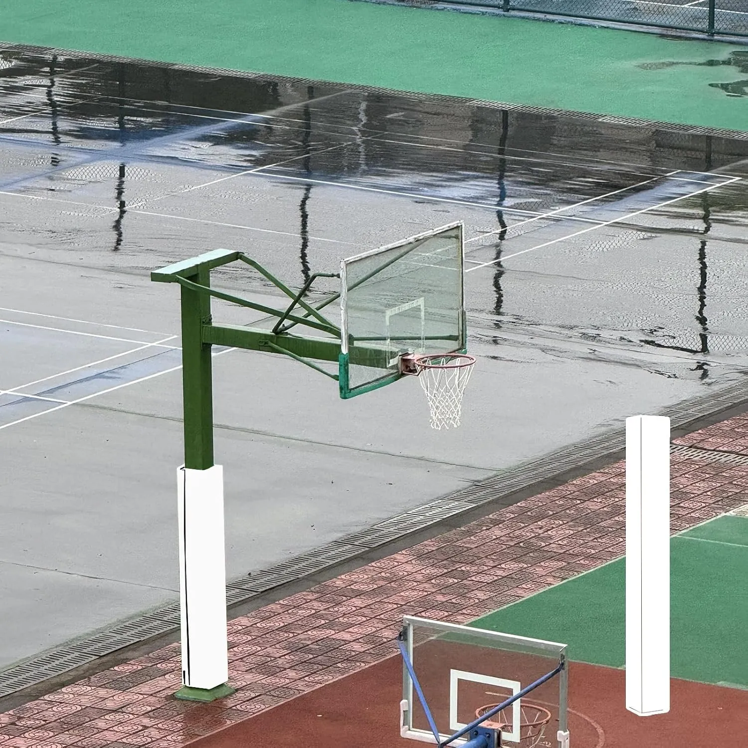 Pole Padding Weather Resistant Basketball Blocking Pad, Basketball Pole Pad for Square Poles, Shock - Absorbing Basketball Hoop Post Pad, Safety Pole Pad(White,15x15cm/6x6in)