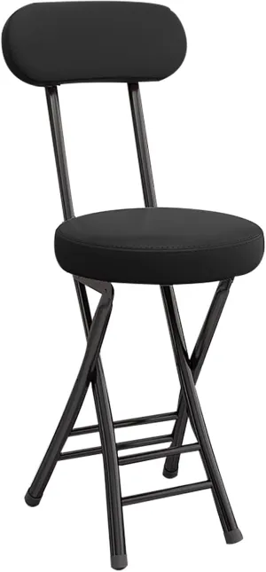 Portable Folding Chairs, Foldable Bar Stool, Folding Chair with Cushioned Padded Leather, for Picnic Garden Party Outdoor(Black)