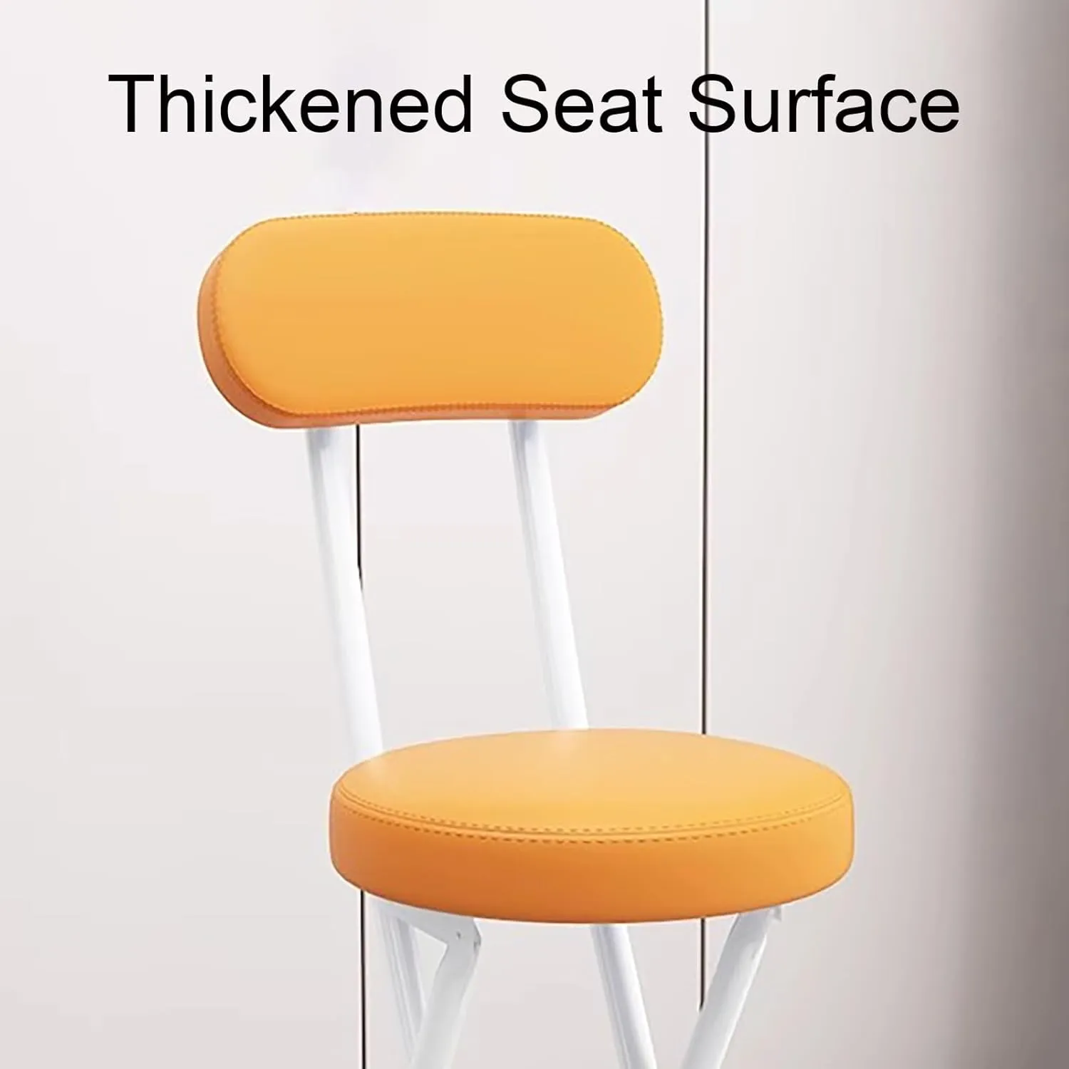 Portable Folding Chairs, Foldable Bar Stool, Folding Chair with Cushioned Padded Leather, for Picnic Garden Party Outdoor(Black)