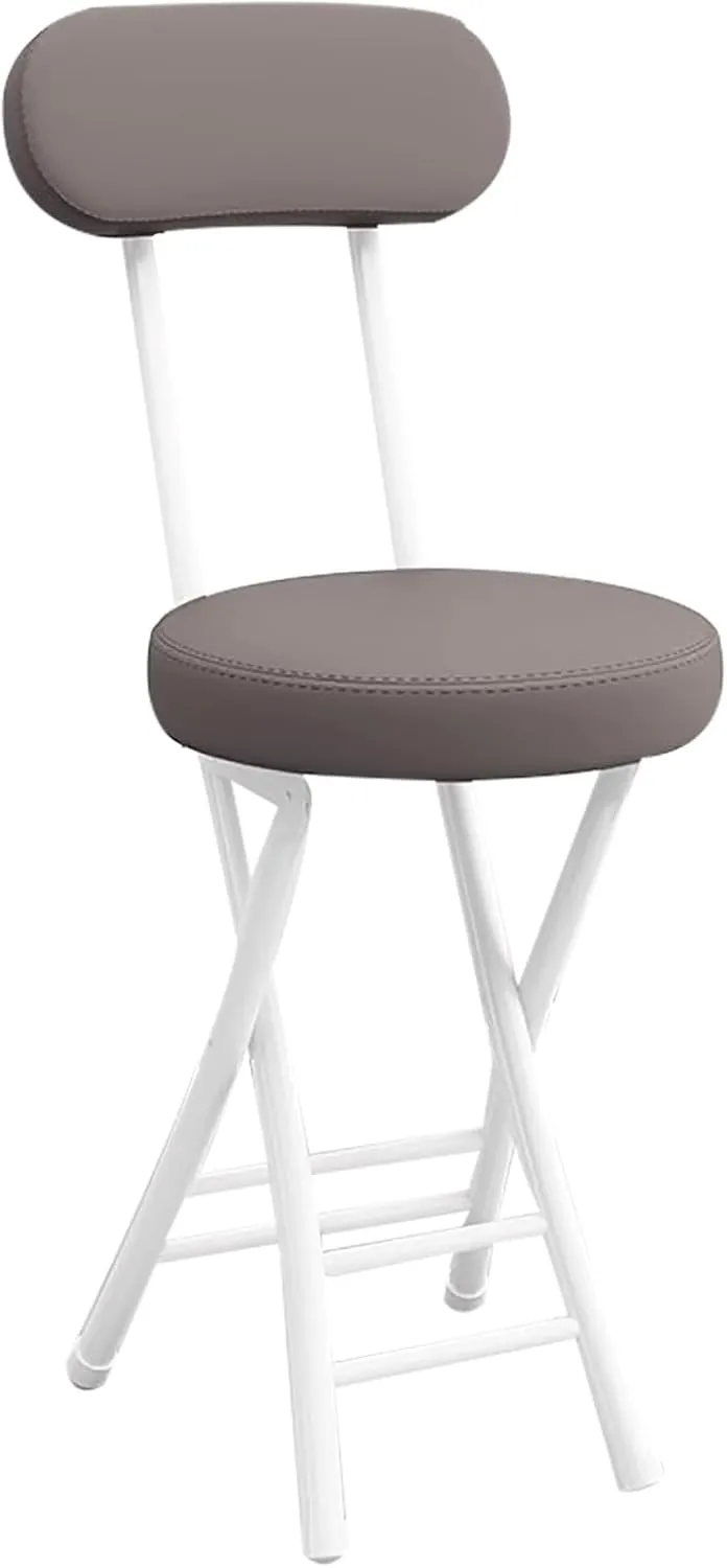 Portable Folding Chairs, Foldable Bar Stool, Folding Chair with Cushioned Padded Leather, for Picnic Garden Party Outdoor(Gray)