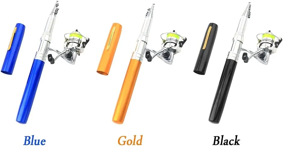 Portable Pen Shape Fishing Rod Telescopic Aluminum Alloy Fishing Pole   Metal Fishing Reel Reel