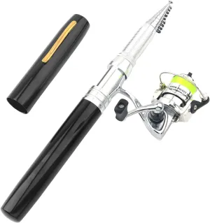 Portable Pen Shape Fishing Rod Telescopic Aluminum Alloy Fishing Pole   Metal Fishing Reel Reel