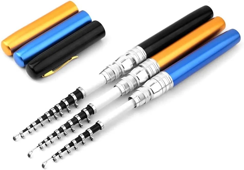 Portable Pen Shape Fishing Rod Telescopic Aluminum Alloy Fishing Pole   Metal Fishing Reel Reel