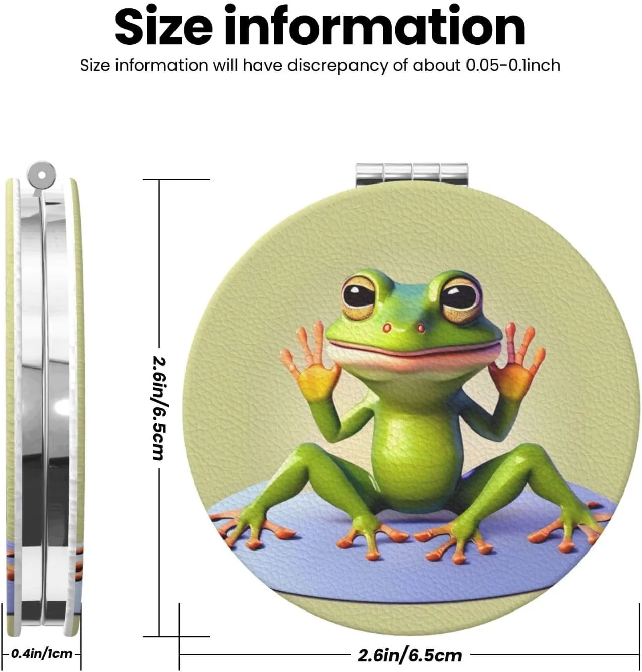Portable Pocket Makeup Mirror The Funny Frog Doing Yoga Travel Cosmetic Mirror Round Shape Print Magnifying Compact Mirror for Eyelash